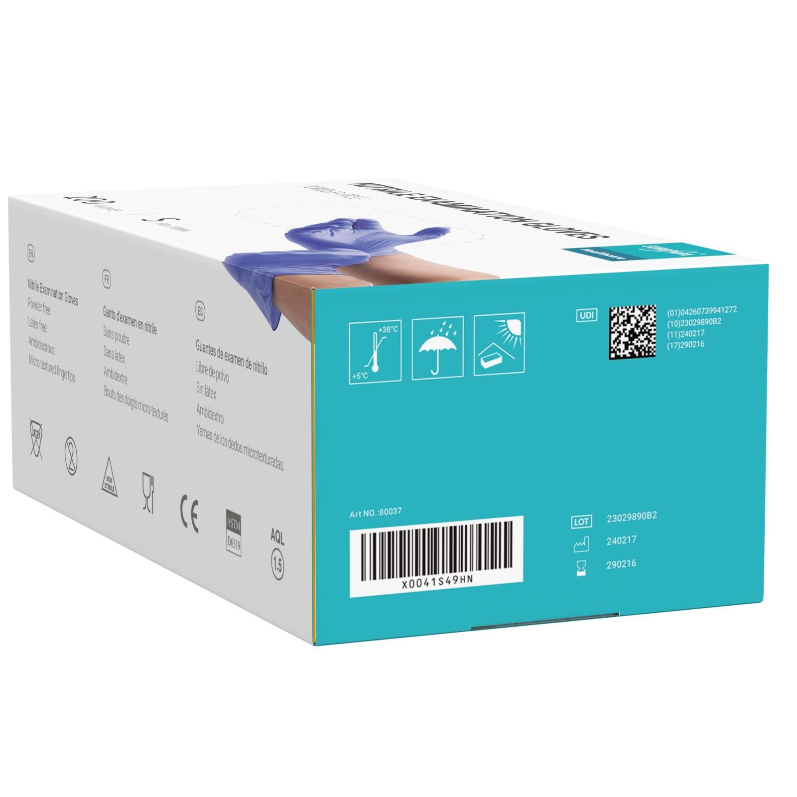 EUROPAPA EUROPAPA Nitrile Examination Gloves, Purple, S, Pack of 200