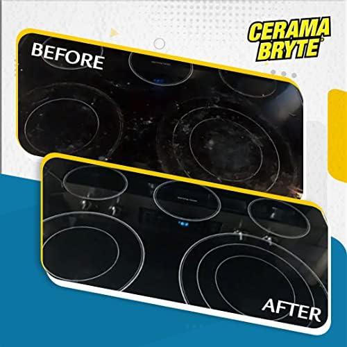 Cerama Bryte Cerama Bryte Combo Kit POW-R Grip, Scraper, Pad & Removes Tough Stains Cooktop and Stove Top Cleaner for Glass - Ceramic Surfaces, 10 Ounces, 4 Piece