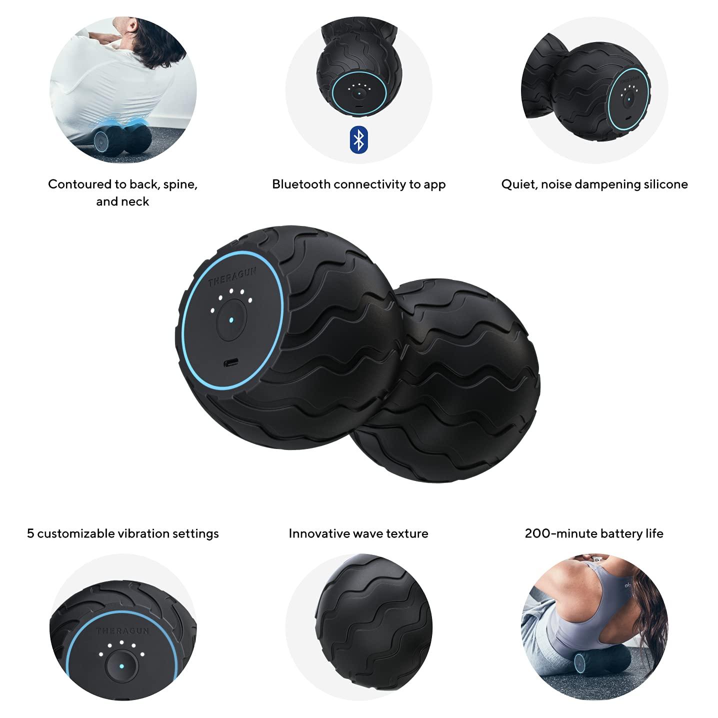 TheraGun Therabody Wave Series Wave Duo - Ergonomically Contoured Foam Roller. Bluetooth Enabled Muscle Roller for Your Back, Neck & Spine with 5 Customizable Vibration Frequencies in Therabody App