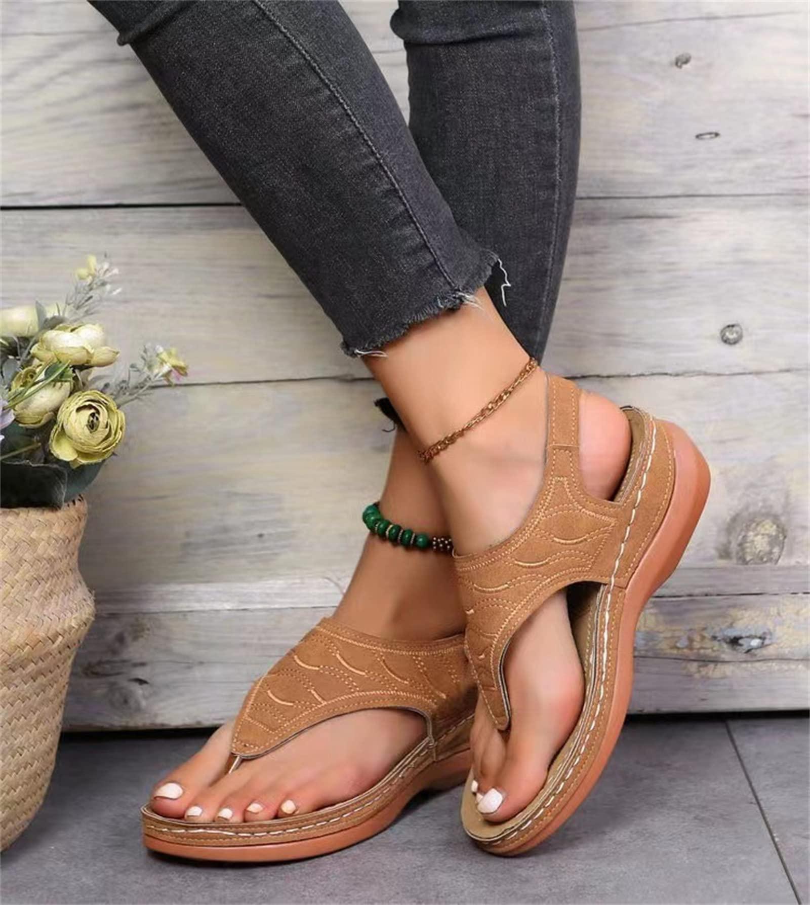 Ladmiple Ladmiple Orthotic Sandals For Women Plantar Fasciitis Womens Comfortable Walking Flip Flops Orthopedic Sandals with Arch Support Dressy Summer Comfortable Orthotic Beach Shoes Slides 2024