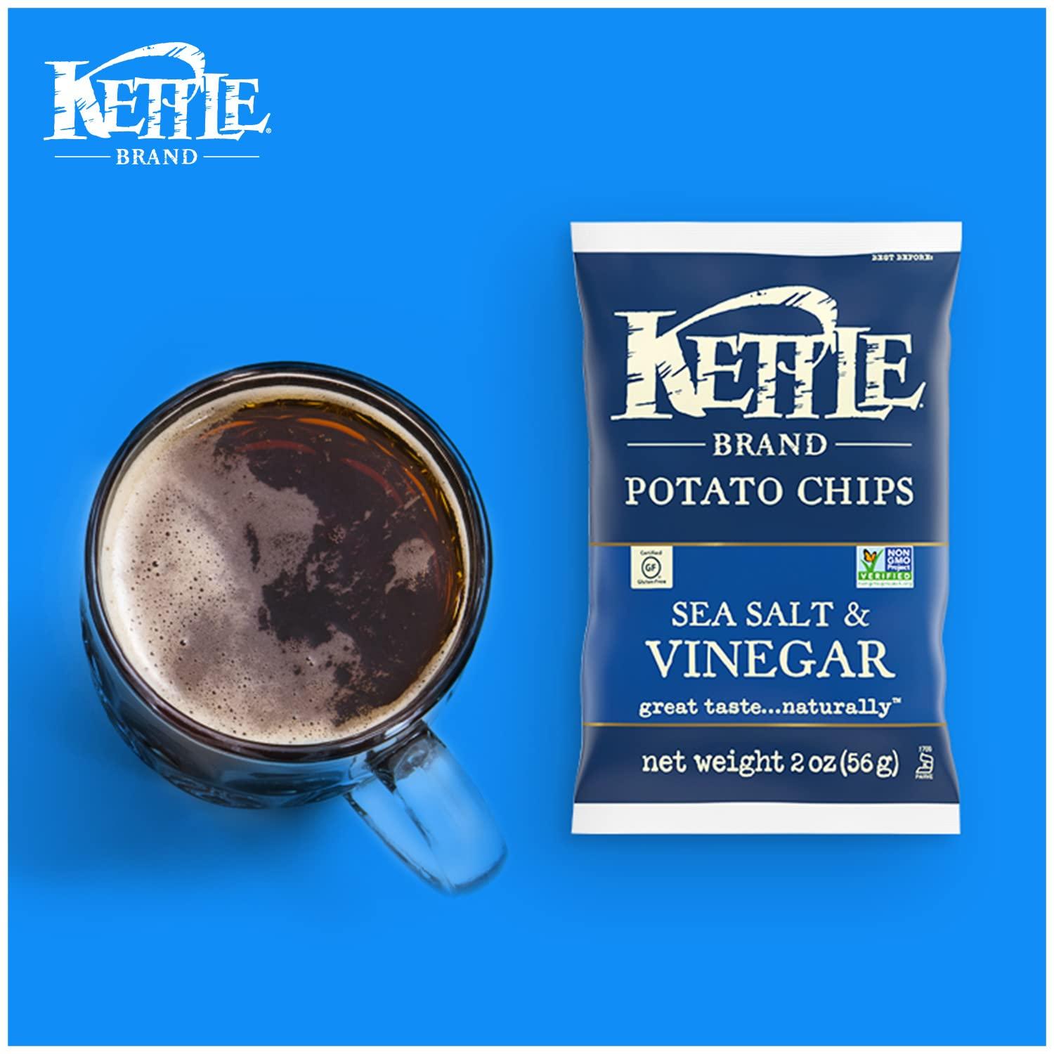 Kettle Brand Kettle Brand Potato Chips, Salt & Vinegar Kettle Chips, Snack Bag, 2 Oz
