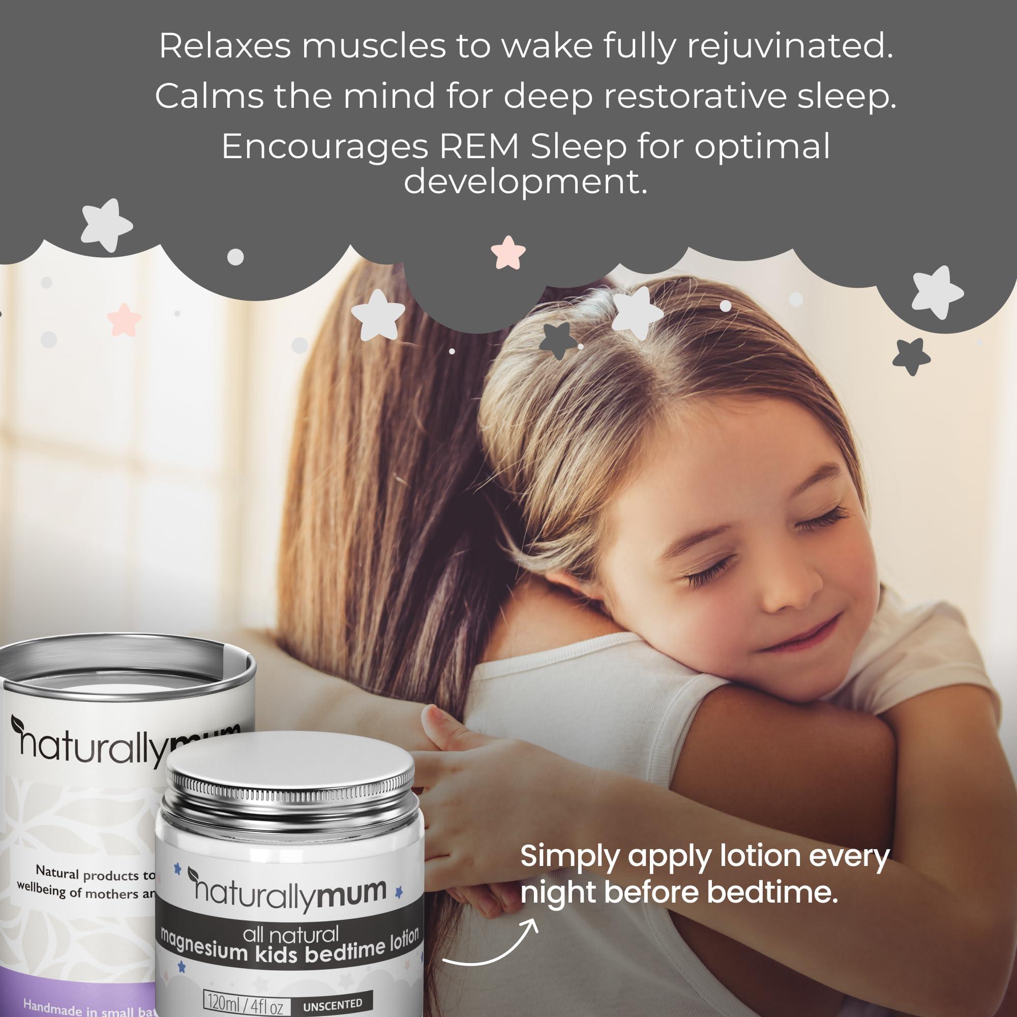 NaturallyMum NaturallyMum - Magnesium Bedtime Lotion for Kids & Babies [NATURAL & SAFE] - Topical Kids Magnesium Cream Lotion for Sleep - Safe for Babies (6M+) - Support for Sleep, Bone & Overall Kids Health