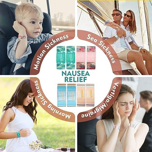 Hionfurt Hionfurt Nausea Relief Motion Sickness Bands, Sea Sickness Wristbands Motion Sickness (Cruise,Plane) Morning Sickness Anti Nausea Relief Wristband Bracelets for Pregnant Women and Adult Kids(2 Pairs)