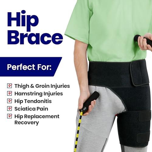 ARMSTRONG AMERIKA Hip Brace Thigh Compression Sleeve | Hip Sciatica Pain Relief Device Brace | Hamstring & Groin Compression Sleeve Wrap for Sciatic Nerve Relief | Hip Support Brace for Women & Men | Small / Right
