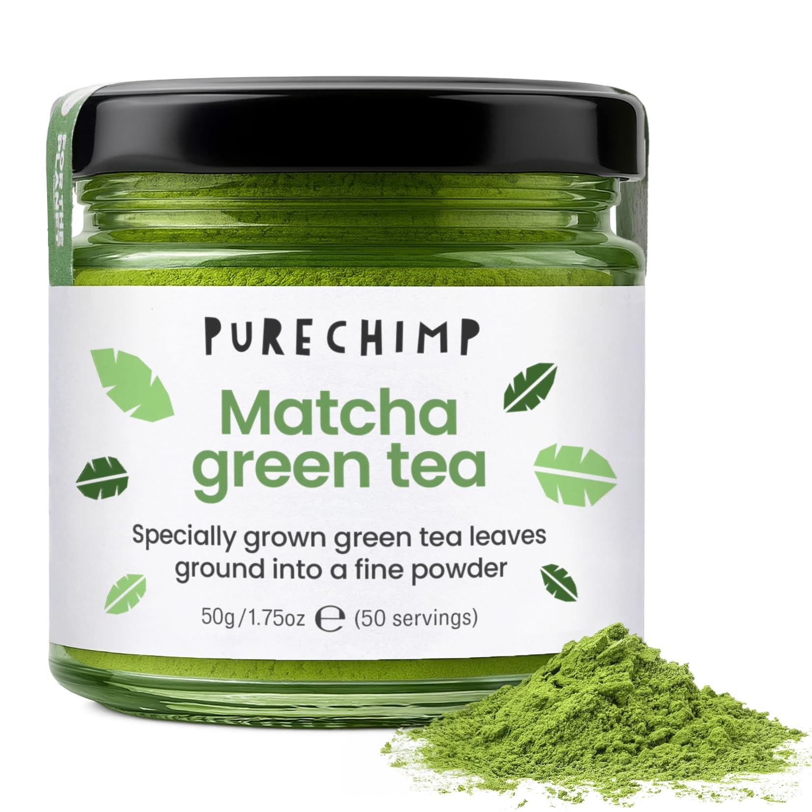 PureChimp Matcha Green Tea Powder - 1.75 Ounces (50g) of Ceremonial Grade Japanese Matcha for Baking, Lattes and Smoothies - Regular