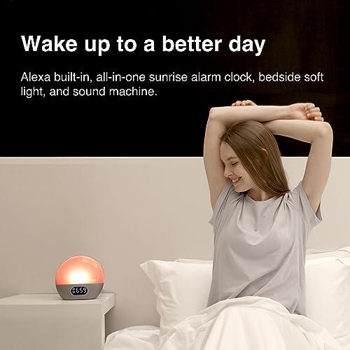 WiiM WiiM Wake-up Light, Alexa Built-in, Unlimited Sound Choices, All-in-One Sunrise Alarm Clock, Sound Machine, Sleep Routines and More - Polished Silver