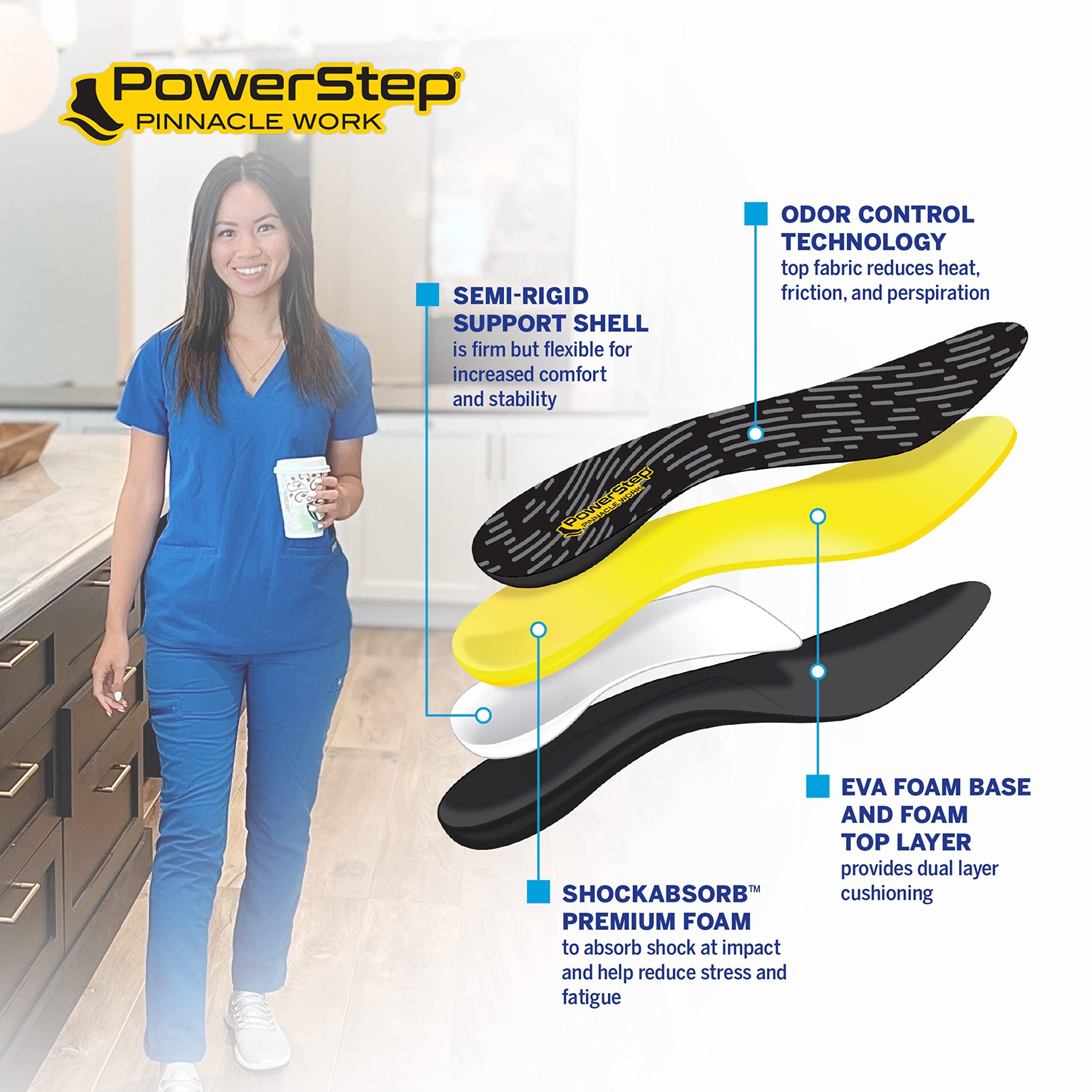Powerstep PowerStep Insoles, Pinnacle Work, Work Boot Arch Support, Insoles For Standing All Day, Arch Support Orthotic For Men, M12-13