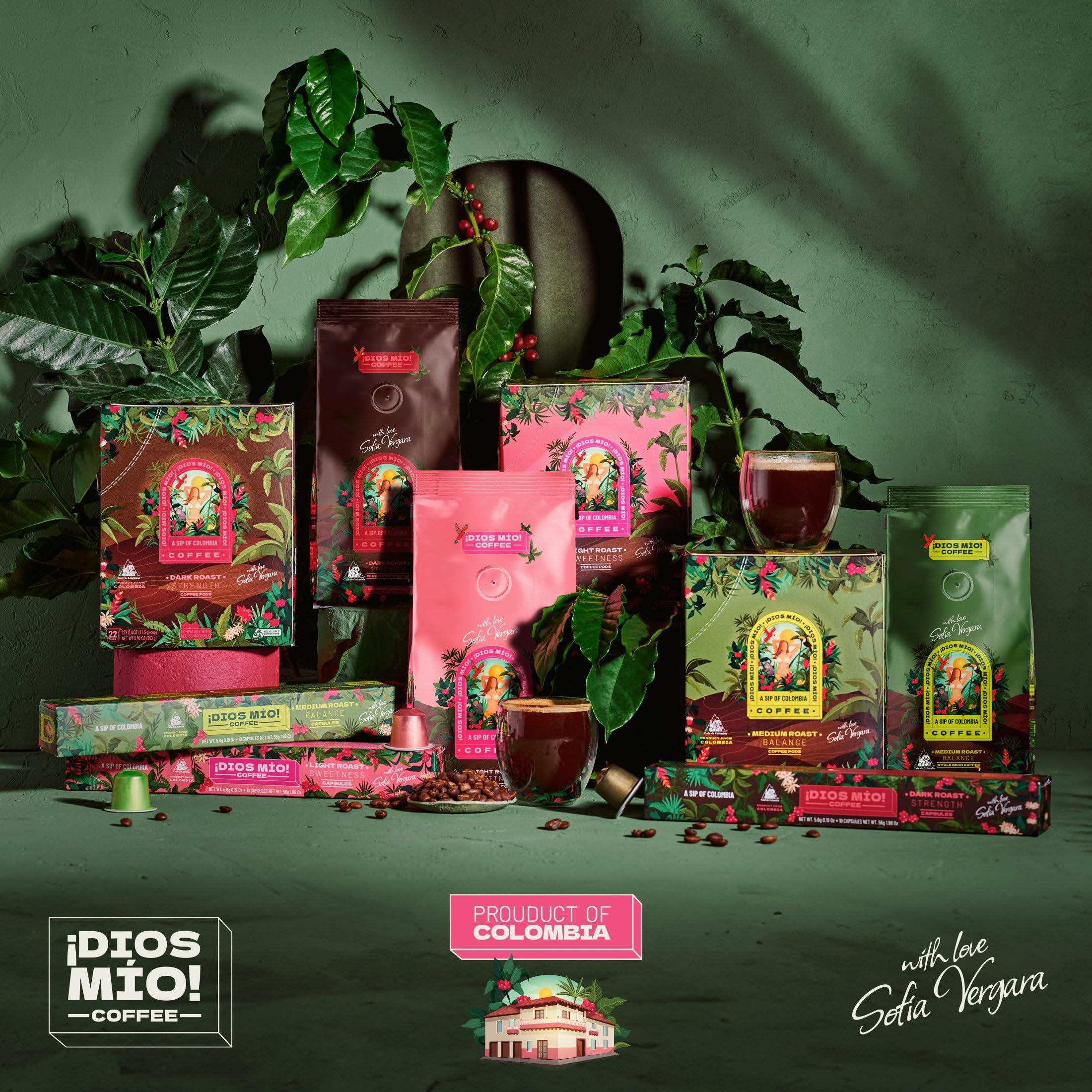 Dios Mio Dios Mio Coffee by Sofia Vergara | 100% Colombian Premium Ground Coffee | Balance, Medium Roast/Bags | Rich, Smooth Flavor | Fair Trade Coffee Beans | Empower Women Coffee Growers