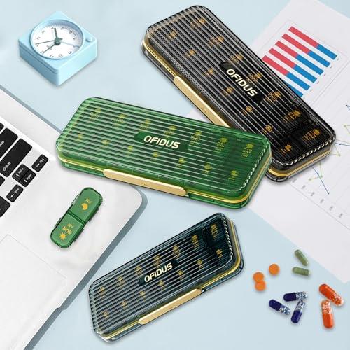 OFIDUS OFIDUS 14 Cells 2 Times a Day Weekly Pill Organizer - Moistureproof AM/PM Daily Cute Pill Box, Removable Separate Cell 14 Days Pill Case Suitable for Women Men Travel Jewelry & Everyday(Blue)