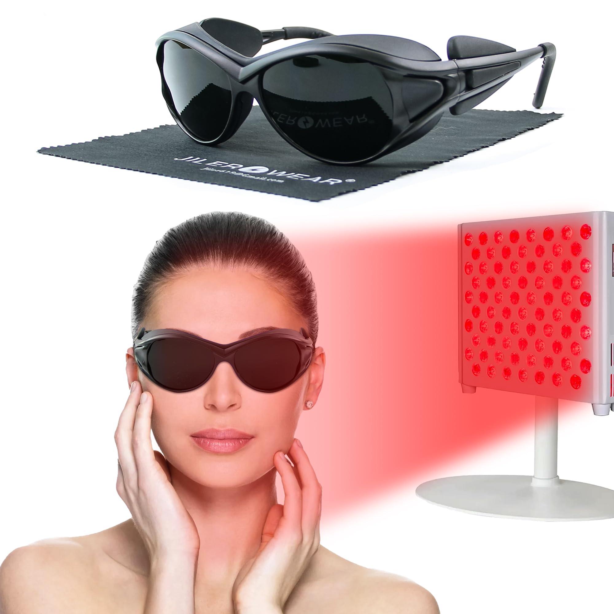 JILERWEAR Professional Red Light Therapy Glasses for Eye Protection,Infrared Goggles, LED Red&Blue Light Therapy,Premium LED Red Light Glasses for Infrared Protection&Portable Eye Care,Laser Protective Glasses