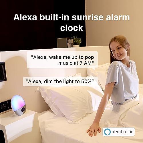 WiiM WiiM Wake-up Light, Alexa Built-in, Unlimited Sound Choices, All-in-One Sunrise Alarm Clock, Sound Machine, Sleep Routines and More - Polished Silver