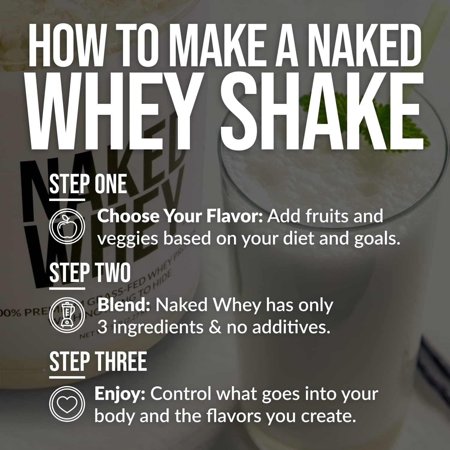 NAKED nutrition NAKED Whey Protein Supplement Powder, Chocolate, GMO Free, Soy Free, Gluten Free Aid Muscle Growth and Recovery 60 Servings, 5 Ib