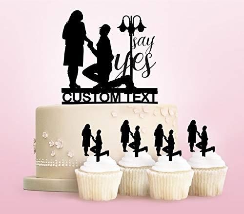 jjphonecase TC0074 Say Yes Propose Party Wedding Birthday Acrylic Cake Topper Cupcake Toppers Decor Set 11 pcs with Personalized Your Name