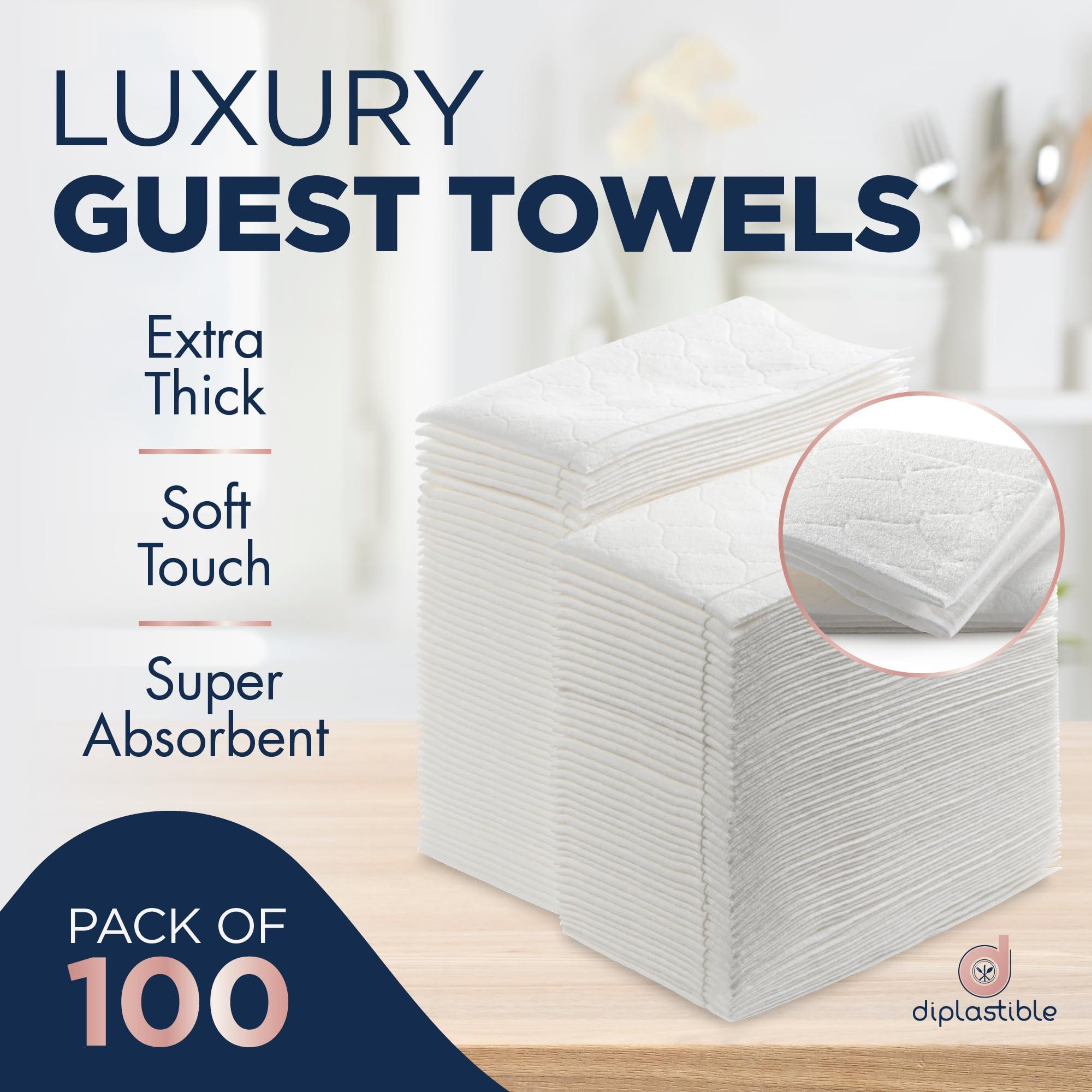 eDayDeal HomeGoods 100 Count White Luxury Linen-Feel Paper Towels, Soft And Absorbent Cloth-Like Disposable Napkins For Bathroom, Kitchen, Weddings, Parties, Dinners Or Events  Disposal Hand Towels