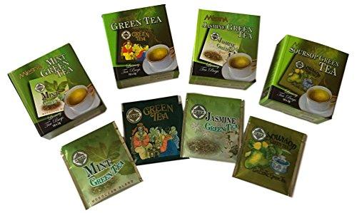 Mlesna Mlesna Pure Ceylon Foil Envelope Green Tea Selection, Jasmine, Soursop, Mint and Green Tea - 40 Count