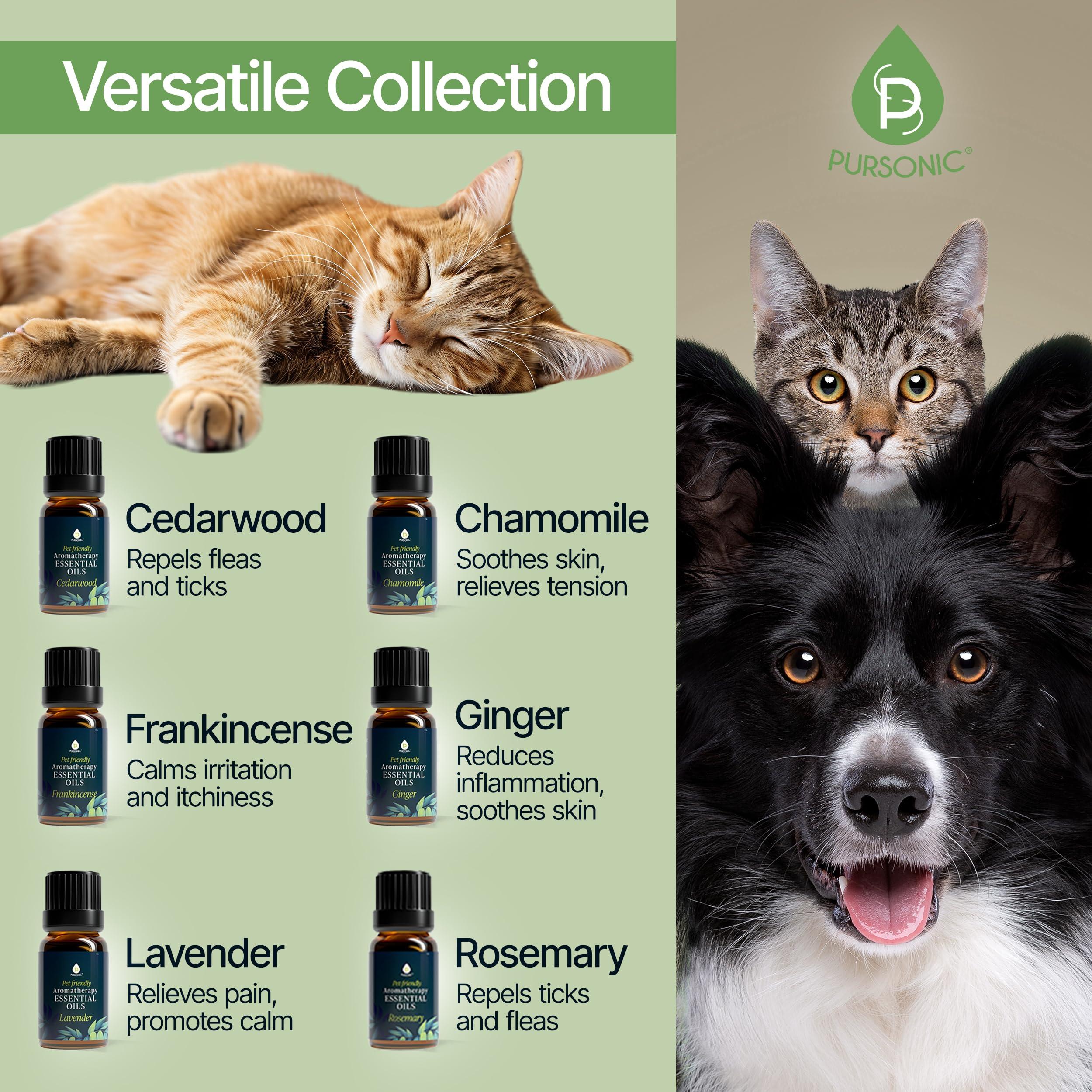 Pursonic PURSONIC Pet Friendly Aromatherapy Essential Oils Collection, 6-Count - Safe for Dogs and Cats, Natural Relaxation and Stress Relief