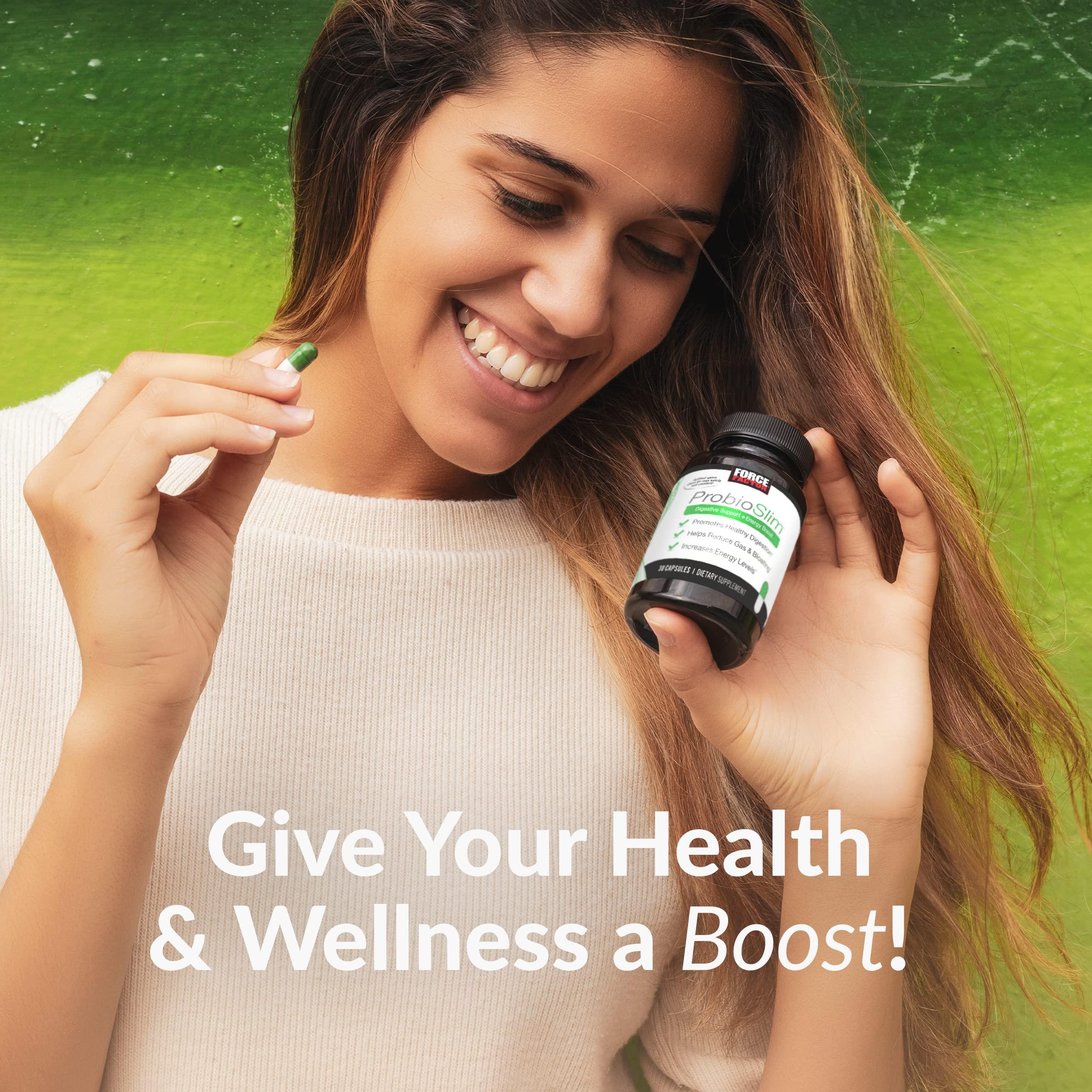 Force Factor FORCE FACTOR ProbioSlim, 2-Pack, Probiotic Supplement for Women and Men with Probiotics and Green Tea Extract, Reduce Gas, Bloating, Constipation, Support Digestive Health & Gut Health, 60 Capsules