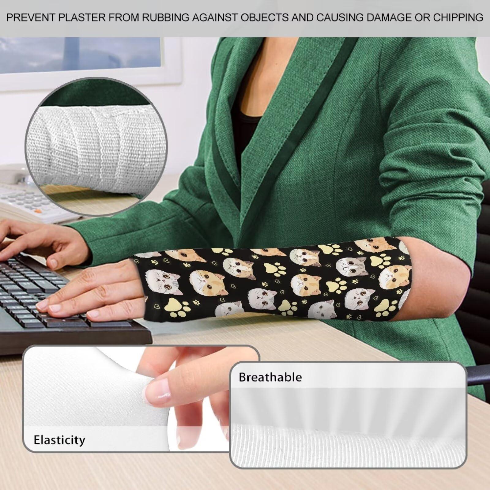 Gomyblomy Gomyblomy Funny Cats Arm Cast Cover Paw Print Arm Cast Protector for Bath Shower Breathable Washable Arm Cast Sleeve for Adults Kids