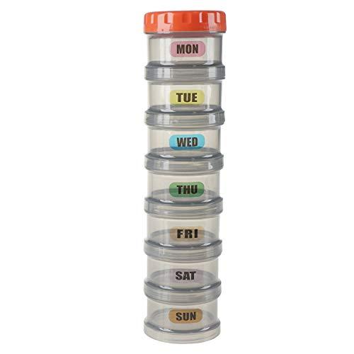 Zwish 7 Day Pill Organizer Case Stackable Weekly Supplements Vitamins Pills Holder Dispenser Large Translucent Black with Extra Lid