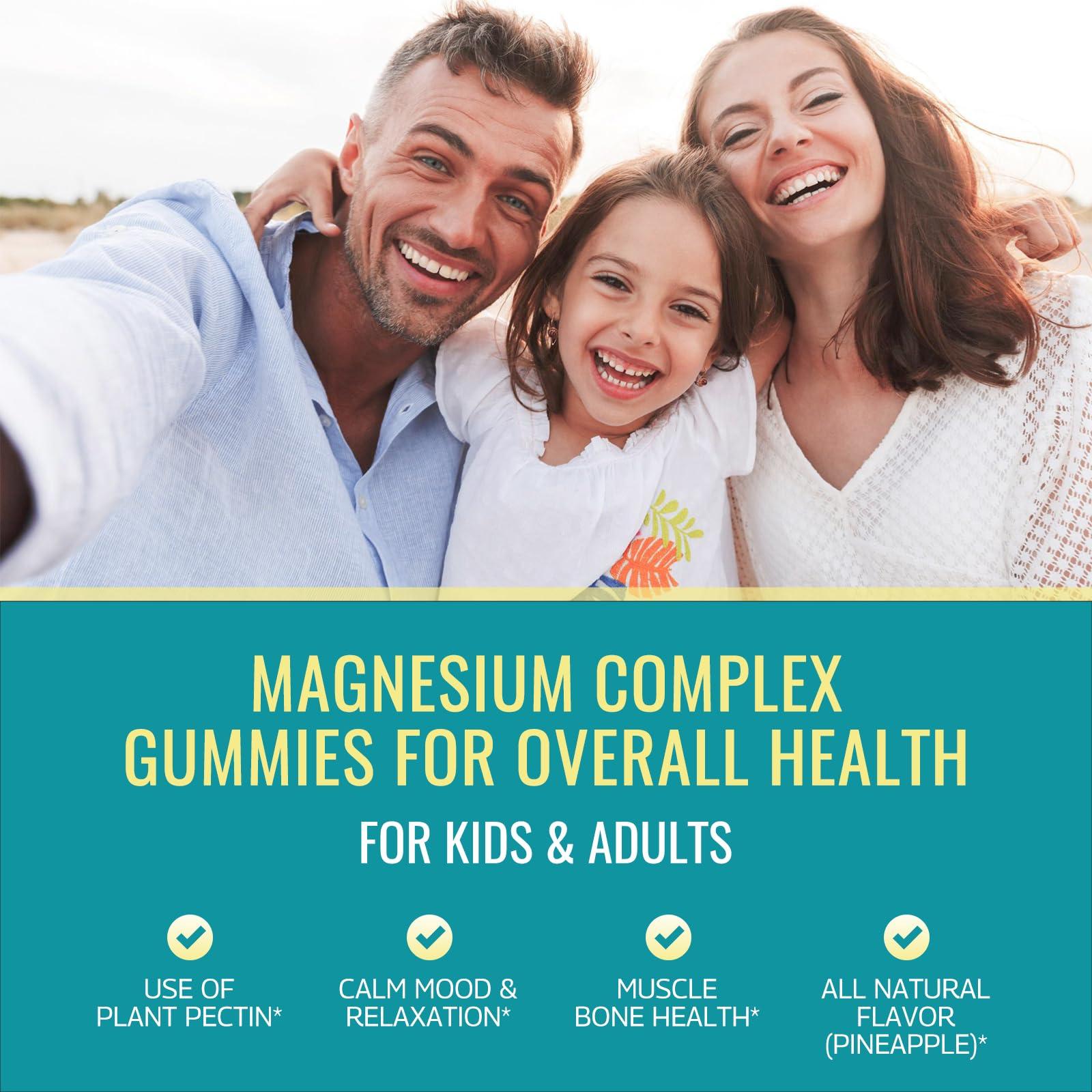 dilib Magnesium Complex Gummies- Calm Chewable Gummies for Kids & Adults- Magnesium Glycinate, Taurate, Citrate, Malate, Supplement-Support Calm Stress Relief, Bone, Muscle, Mood Vegan, 60 Gummies