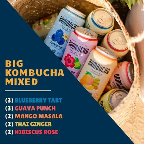 Bambucha Kombucha Bambucha Kombucha Variety 12 Pack Case | Chef Crafted Flavors, 100% Raw Kombucha Live Cultured Tea Drink | Organic, Vegan, Gluten Free, Non GMO, Probiotic (12 Fl Oz Cans)