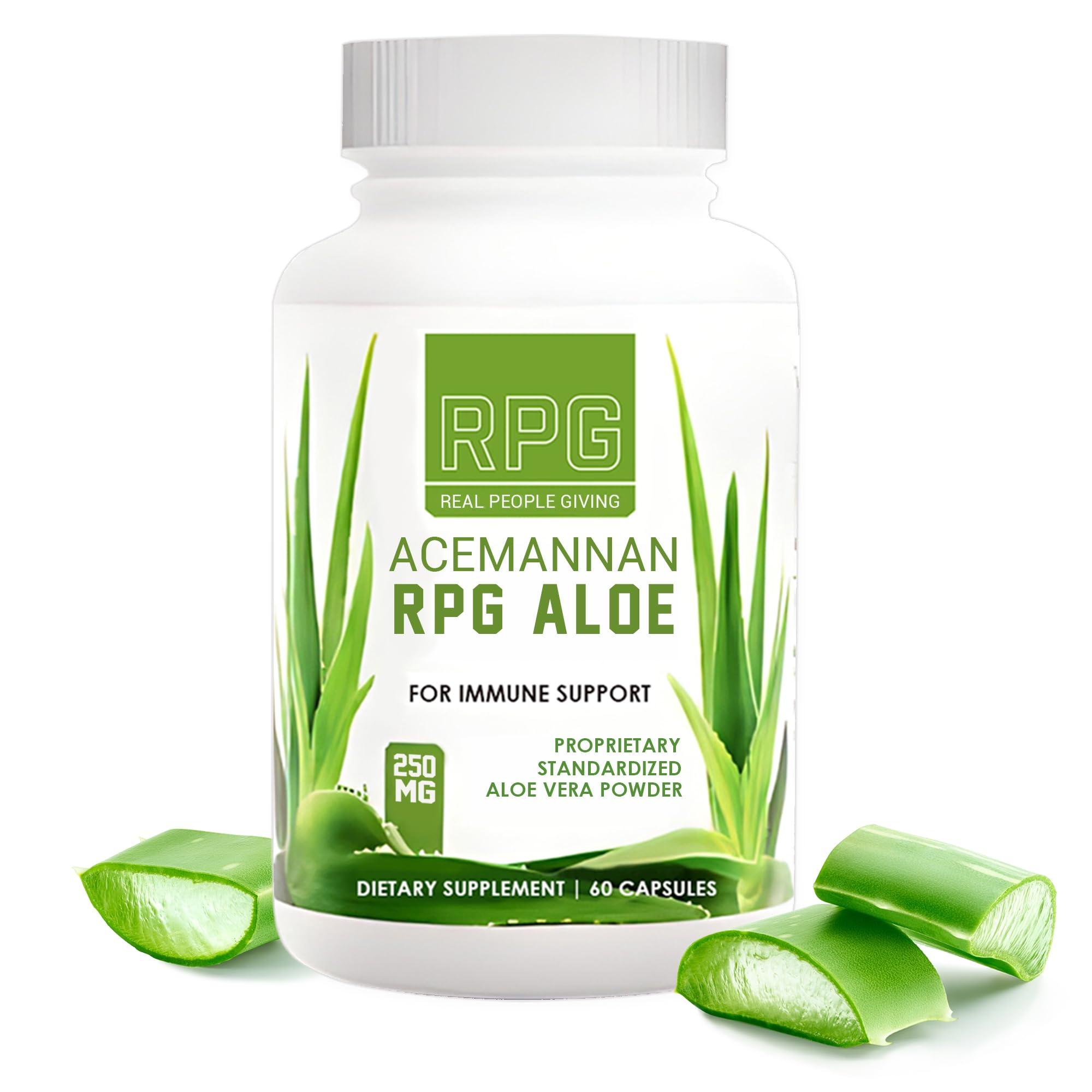 RPG Super Coffee RPG Acemannan Aloe Vera Capsules - Aloevera Dietary Supplement with Immune and Gut Support Aloe Vera Powder Capsule - 60 Pills (250 MG)