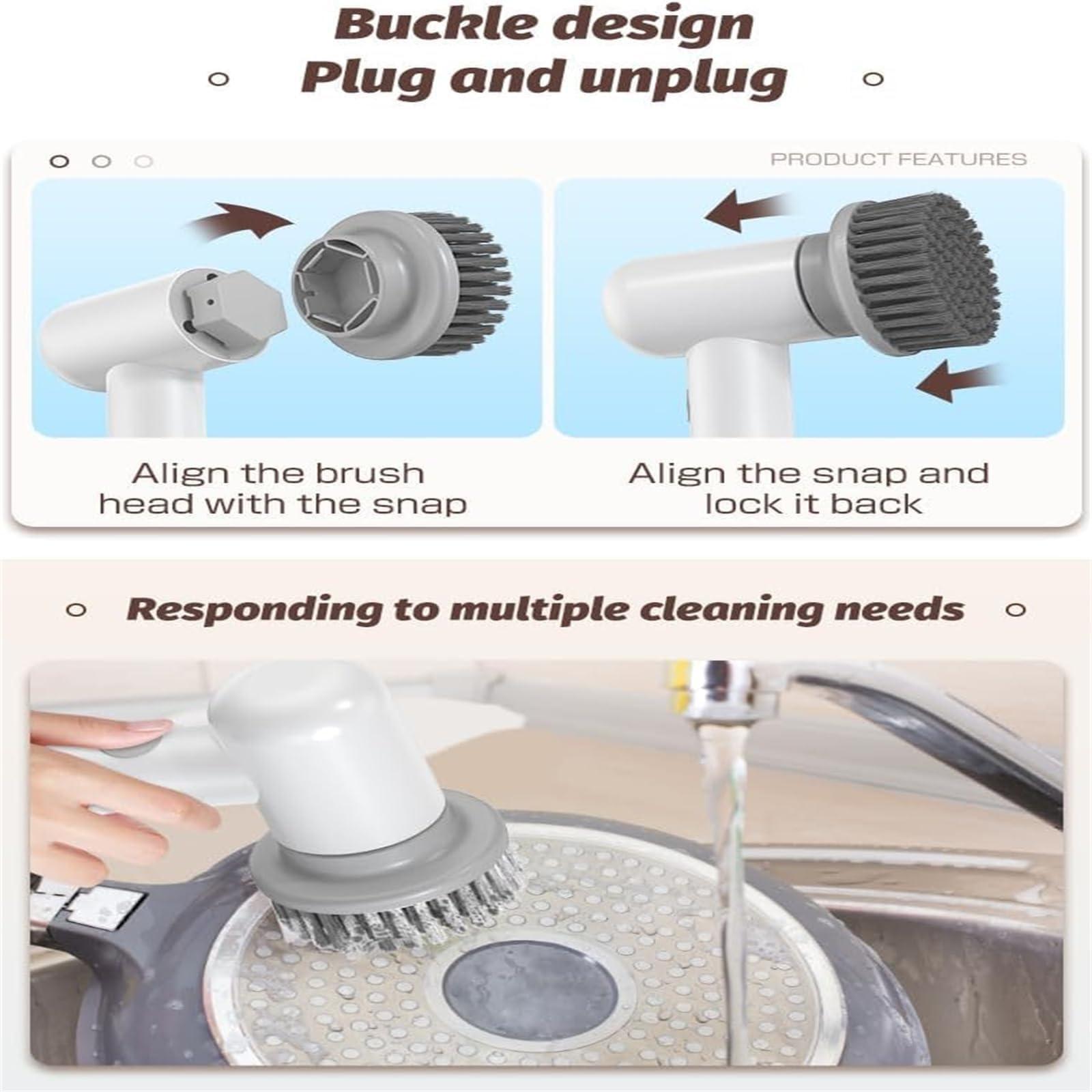 beeto Sinushi Cleaning Brush, sinushi Scrubber, Spin Power Scrubber, Sunoshi Power Spin Scrubber, Electric Brush for Cleaning, Sinushi Cordless Power Spin Scrubber, for Kitchen Bathroom (Color : Black+Whit