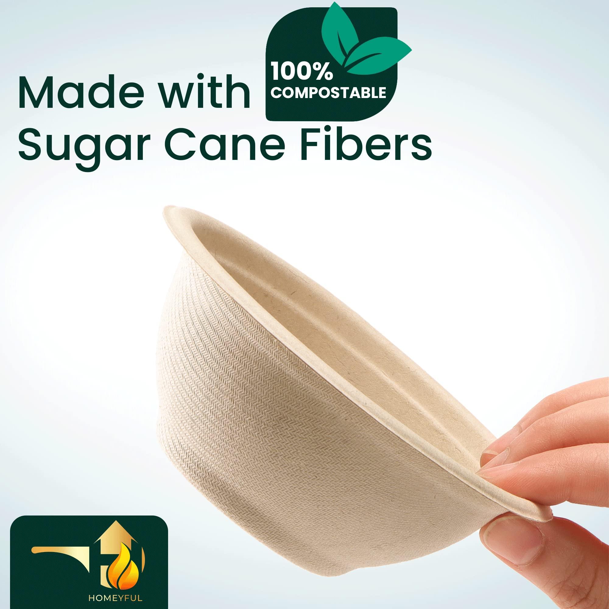 Homeyful Homeyful Disposable Paper Bowls - 100pack 8oz Compostable Paper Bowls- For Condiments, Ice Cream, Chili, Dessert and Chip Dips- Made of Natural Sugarcane Bagasse