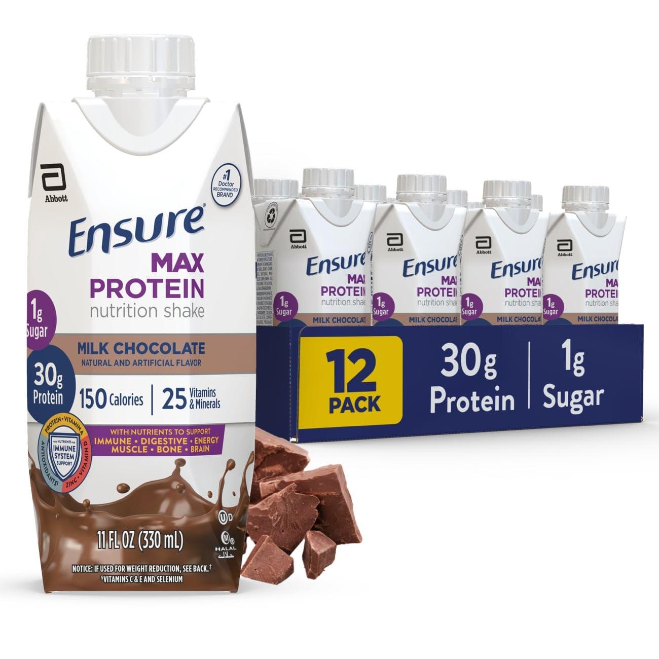 Ensure Ensure Plus Nutrition Shake 24 Pack & Ensure Max Protein Nutrition Shake 12 Pack Bundle, Meal Replacement Shakes