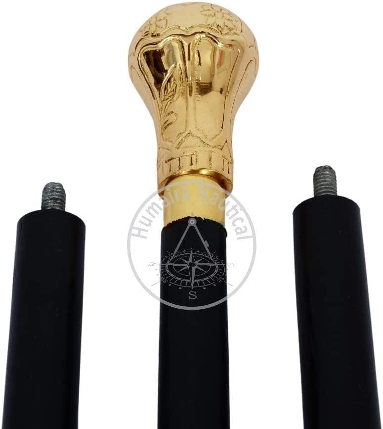 Zayan Nautical Zayan Nautical Replica of Bat Masterson Brass Knob Handle Walking Cane, Gold, 37 inch