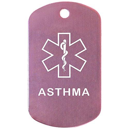 Goods For Giving Custom 2 Pack - Asthma Medical Alert ID Necklaces with Pink Custom Tags, White Silencers, and 30'' USA Chains