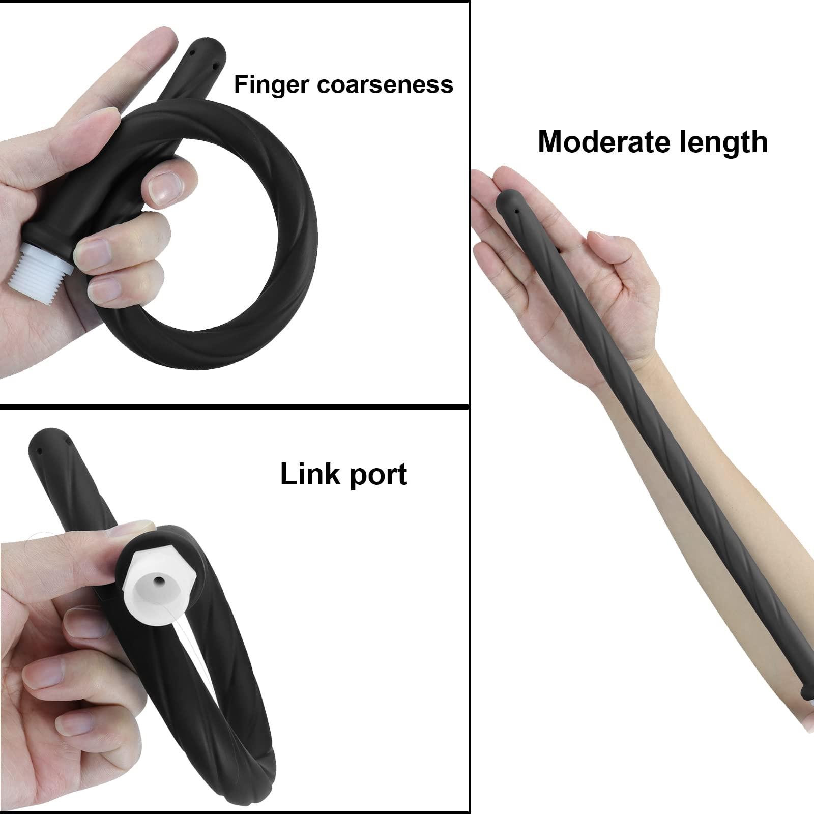 JIELUO Shower Enema Douche Nozzles for Men and Women, 4 Holes Water Spray Comfortable Silicone Nozzles Enema Attachment, Reusable Shower Enema Hose