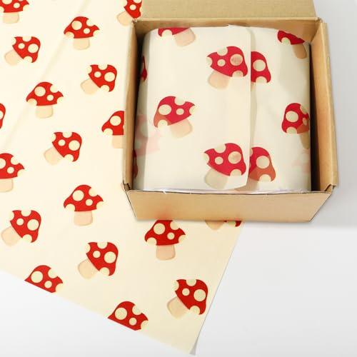 JarThenaAMCS JarThenaAMCS 100 Sheets Mushroom Tissue Paper Red Mushroom Gift Wrapping Paper Vintage Decorative Art Craft Paper for DIY Crafts Birthday Party Home Decor, 14 x 20 Inch