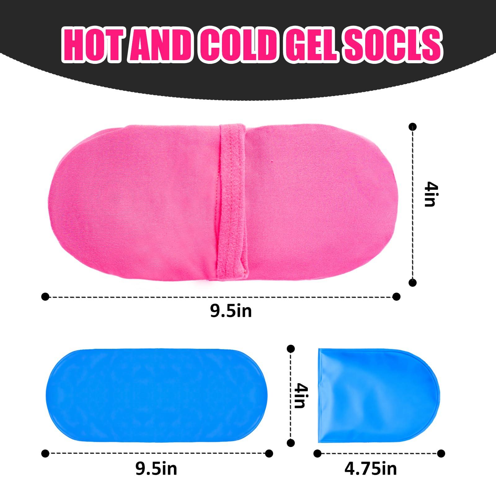 coldpa Reusable Cold Therapy Socks, Gel Ice Pack for Feet Heels Injuries Swelling, Hot and Cold Therapy Socks for Plantar Fasciitis Neuropathy Chemotherapy Pain Relief for Foot Ankle (Pink)