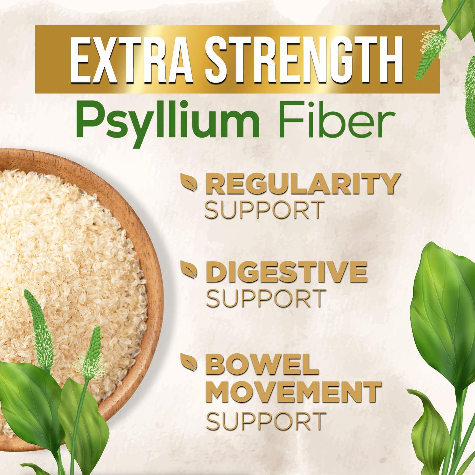 Nature's Nutrition Psyllium Husk Capsules 1500mg, Natural Daily Soluble & Insoluble Fiber, Psyllium Husk Powder Fiber Caps Supports Digestion Colon Health & Regularity, Non-GMO Gluten Free Supplement - 60 Veg Capsules