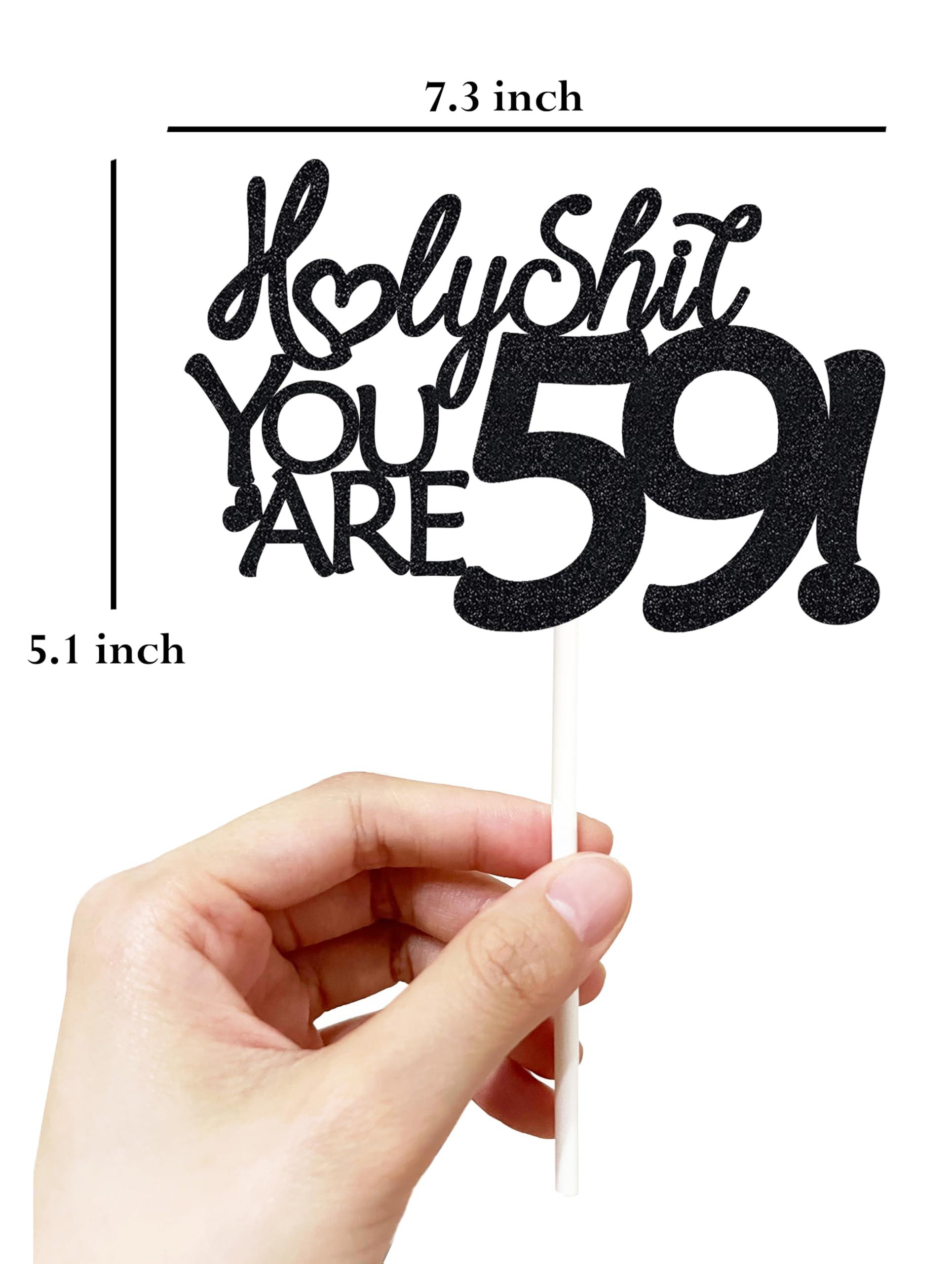veegood Happy 59th Birthday Cake Topper 59 Birthday Cake Toppers-Black Glitter, Funny 59th Cake Topper for Men,59 Cake Topper For Women, 59th birthday decorations,59th Birthday Cake Topper Fifty nine