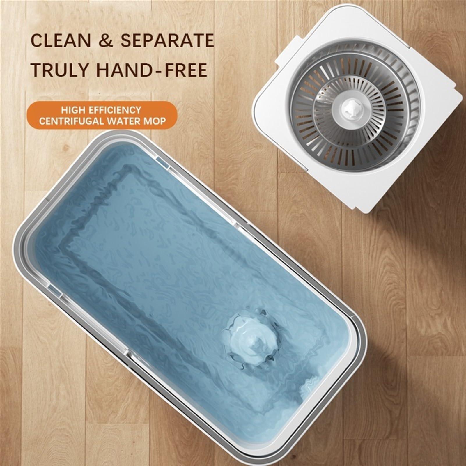 QIAAN mop Swivel mop with bucket with microfibre replaceable mop pads with self separating dirt and cleaning floor cleaning mop with self twisting 360 swivel mop head for hardwood tile marble floors mops fo
