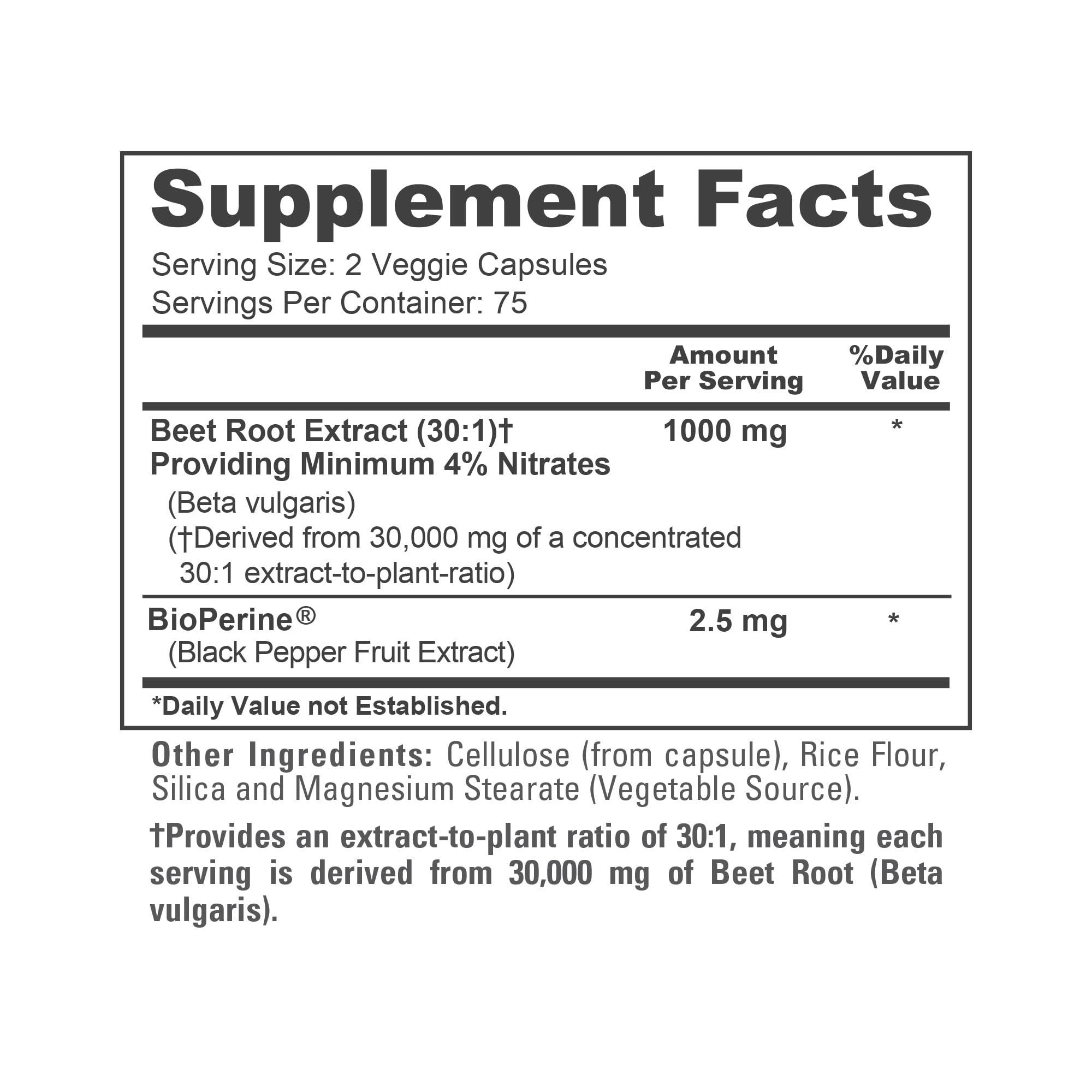 NusaPure NusaPure Beet Root 30,000mg 150 Veggie caps (Vegan, Non-GMO & Vegan 4% Nitrates) Bioperine