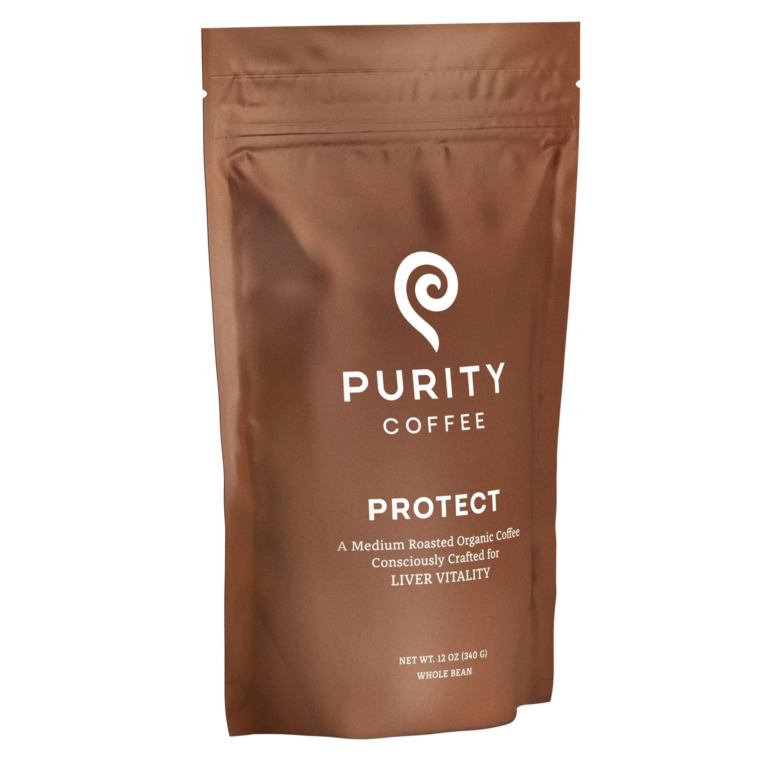 PURITY COFFEE Purity Coffee PROTECT Highest Antioxidant Light-Medium Roast - USDA Certified Organic Specialty Grade Arabica Whole Bean Coffee - Third Party Tested for Mold, Mycotoxins, Pesticides - 12 oz Bag