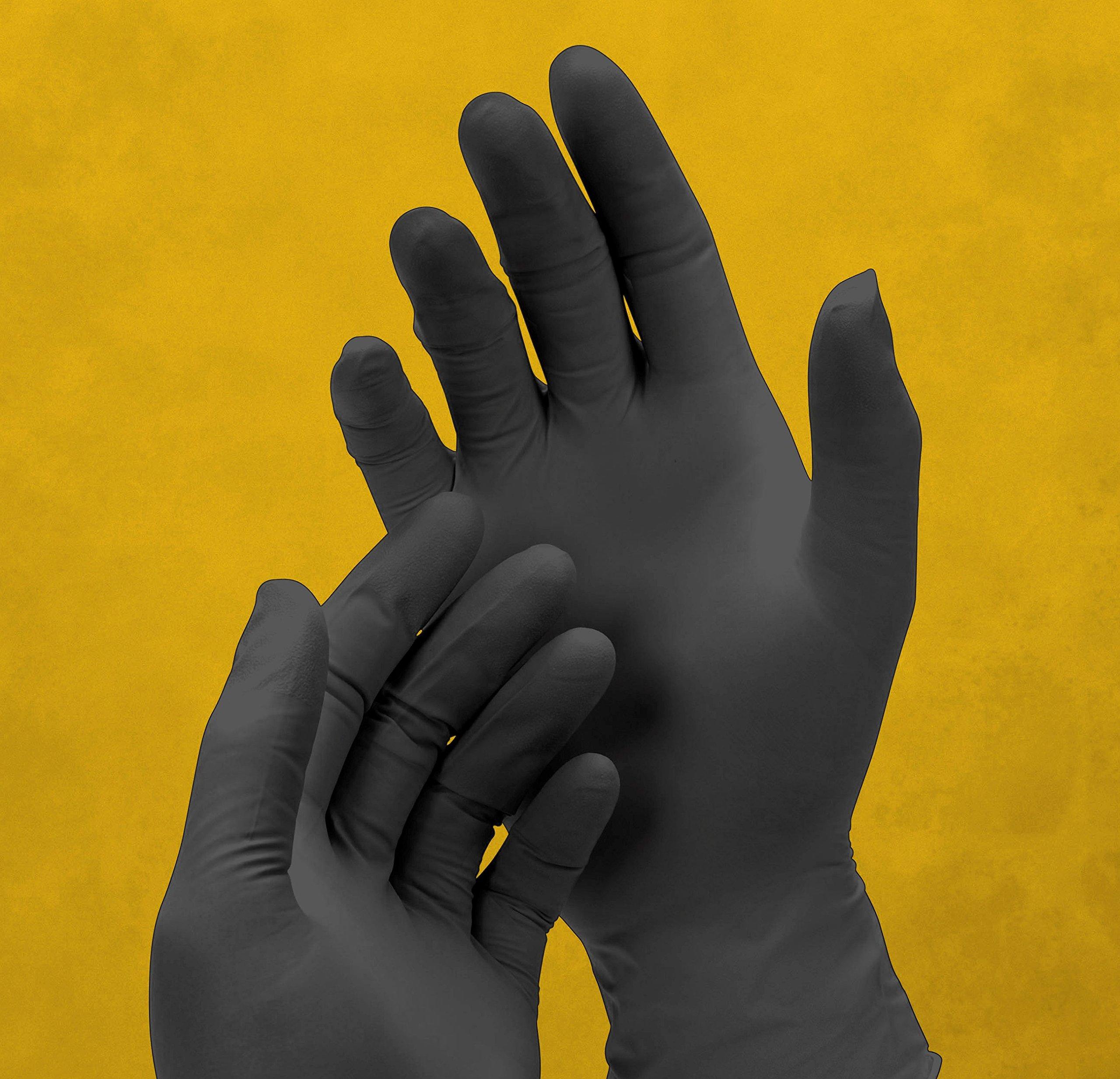 Adenna Adenna DLG678 Dark Light 9 mil Black X-Large Nitrile Exam Gloves Box of 90 and CAT456 Orange Large Raised Grip Nitrile Gloves Box of 100 Bundle