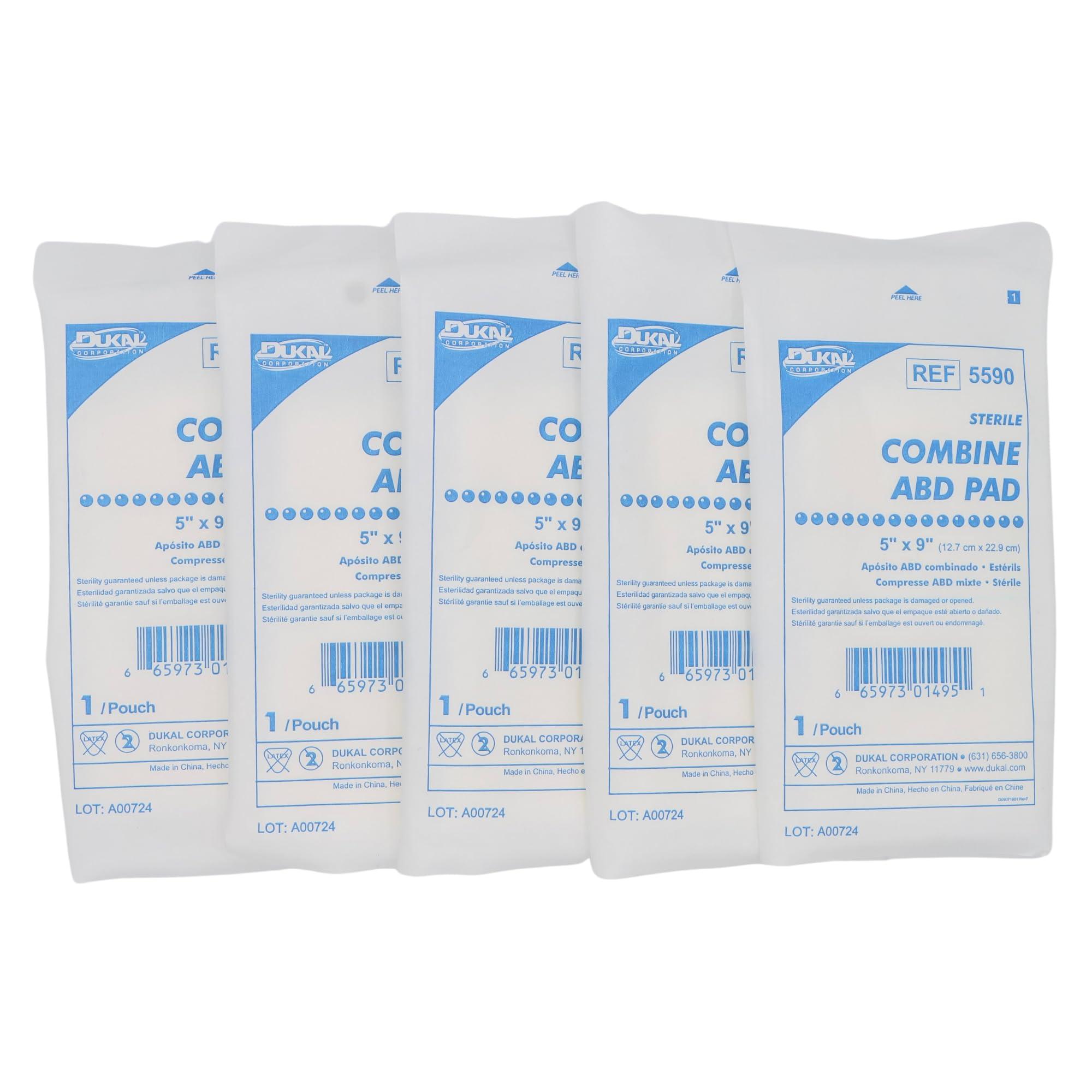 Dukal Trauma Pads, 5" x 9" COMBINE ABD (PACK OF 5)