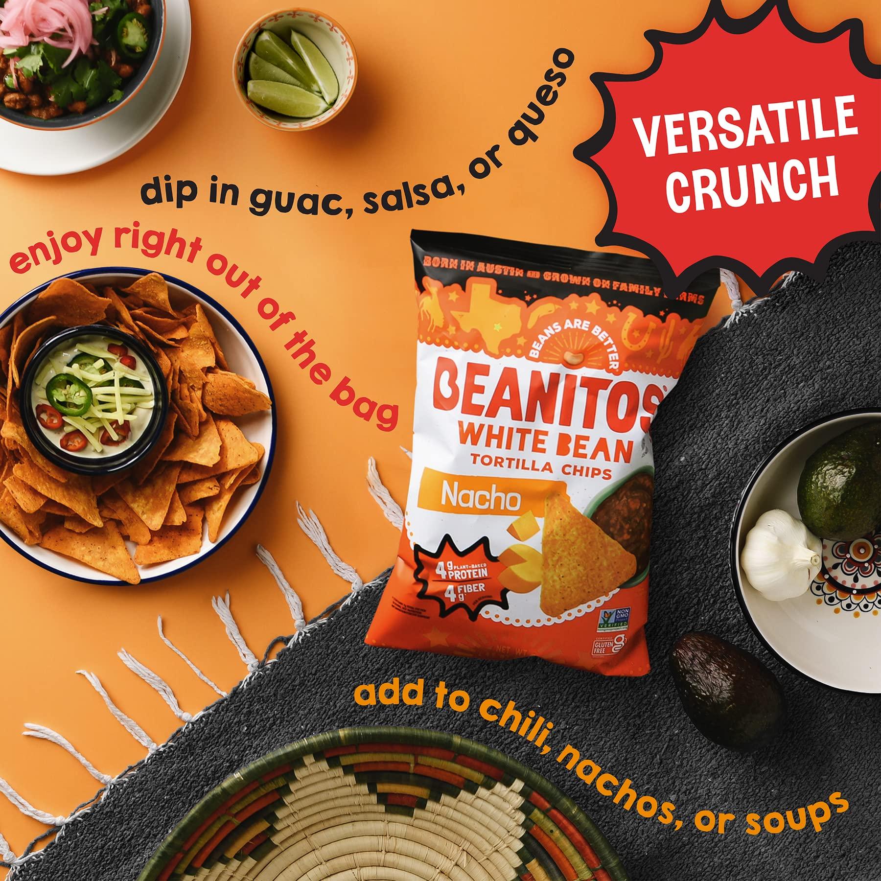 Beanitos Beanitos White Bean Chips - Nacho Nation - (6 Pack) 4.5 oz Bag - White Bean Tortilla Chips - Vegetarian Snack with Good Source of Plant Protein and Fiber