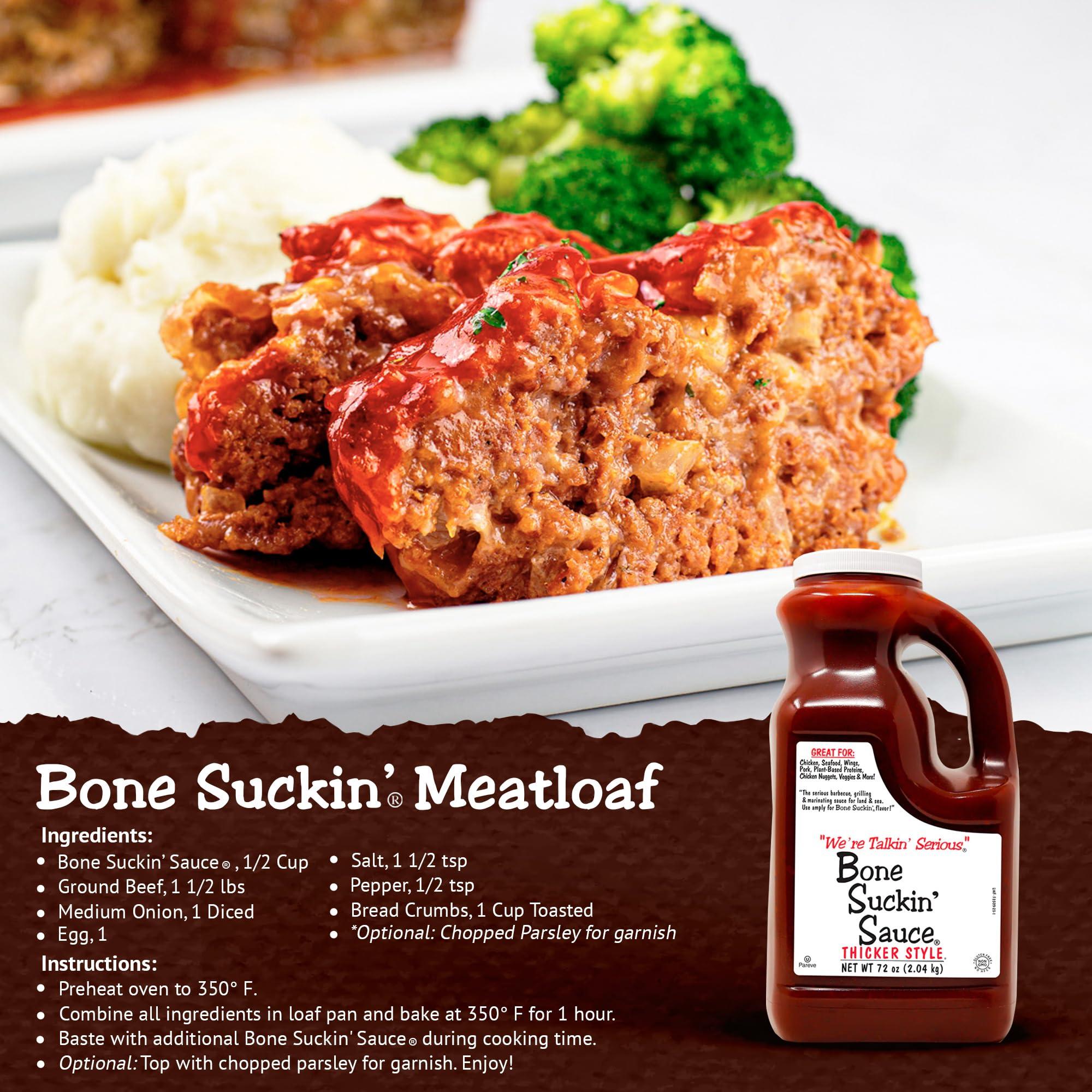 Bone Suckin' Bone Suckin\' Sauce Sweet Southern Thick BBQ Sauce, Gluten-Free, Non-GMO, Kosher, Thick Barbecue Sauce Sweetened with Cane Sugar & Molasses, 72 Ounce Jug