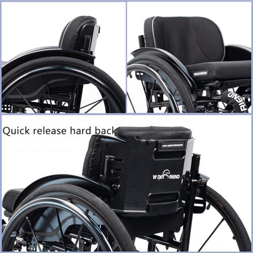 Atduglanix Folding Sports Portable Wheelchairs Aluminum Alloy Wheelchair Manual Wheelchair Handbrakes and Quick Release Rear Wheels & Anti-Tip Wheelsv(Green,Seat width 38cm/14.69in)