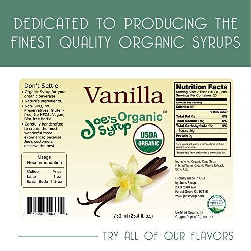 Joe's Syrup Joe’s Syrup Organic Flavored Syrup, Organic Vanilla, 750 ml