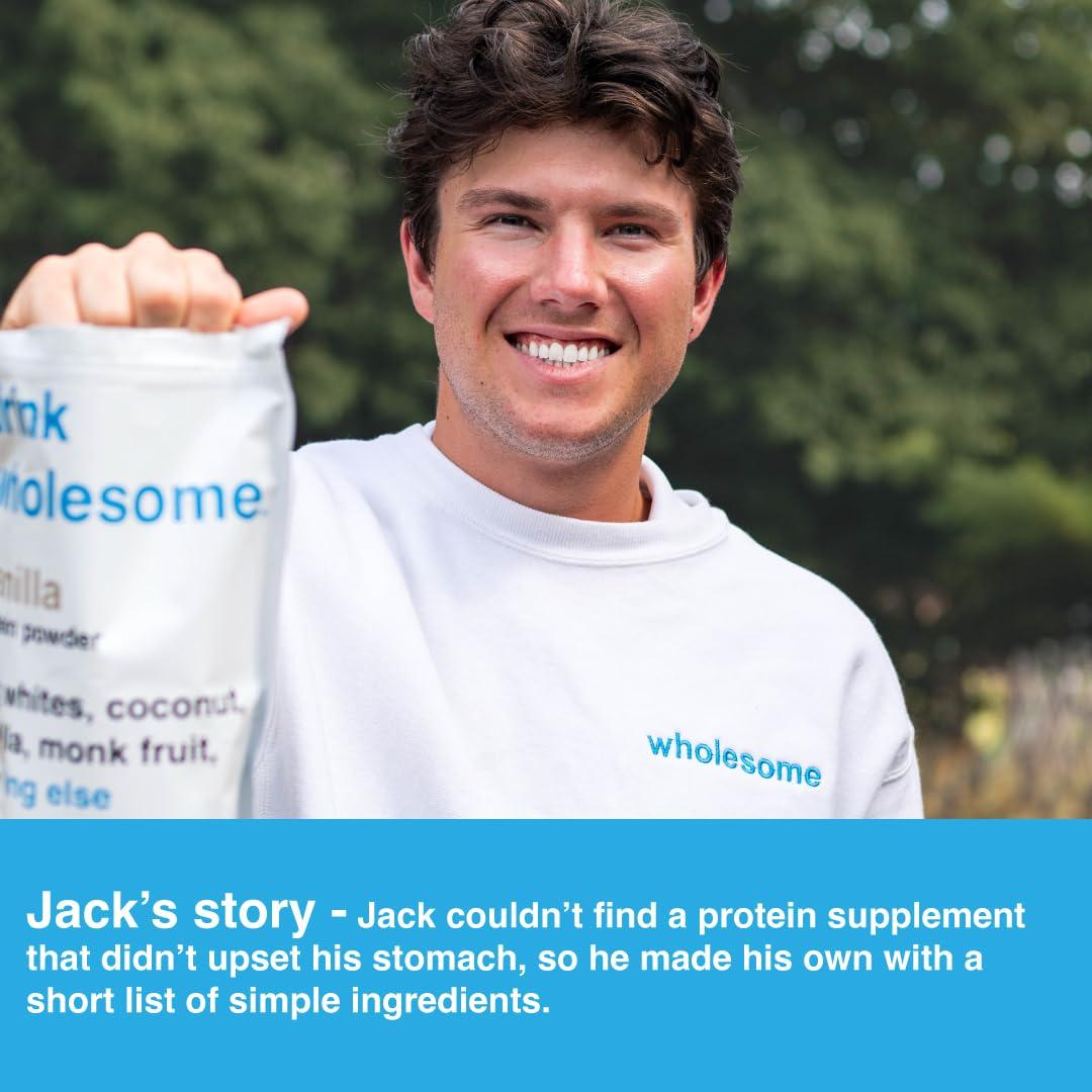 drink wholesome drink wholesome Vanilla Egg White Protein Powder | for Sensitive Stomachs | Gut Friendly | Dairy & Lactose Free | No Artificial Sweeteners | Carnivore & Paleo | Safe for Kids & Seniors