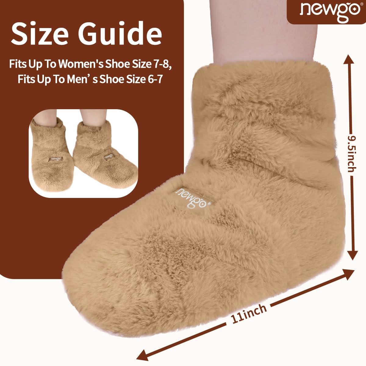 NEWGO NEWGO Microwaveable Booties Foot Warmers Aching Feet Relief, Heating Pad for Foot Heated Slippers for Cold Feet, Achilles Tendinitis, Plantar Fasciitis, Muscle Soreness, Ankle Pain Relief - Brown