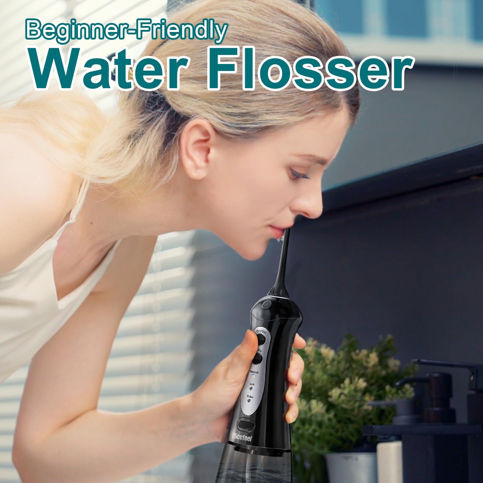 Nicefeel Nicefeel Cordless Water Dental Flosser 300ML BPA-Free Portable Oral Irrigator, 3 Cleaning Modes, Fast Charge, IPX7 Waterproof for Teeth, Gums & Tonsil Stones Home & Travel Use