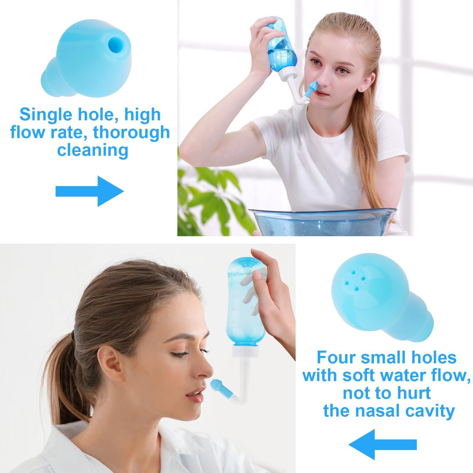 Miruchertter Miruchertter Nasal Wash Bottle Neti Pot Sinus Rinse 300ml Nose Wash Cleaner Sinus Rinse Bottle for Effective Nasal Irrigation Ideal for Adults and Kids BPA Free, Blue