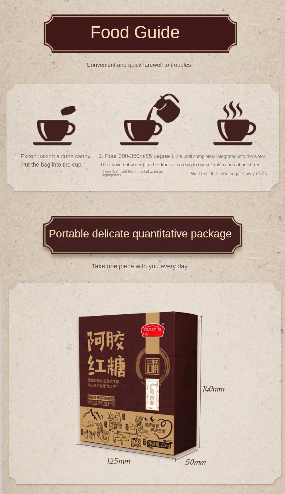 cn herb Natural and Nutritious Red Sugar and Sugar Cane Blocks with 216g - Instant Dissolve Black Sugar Blocks